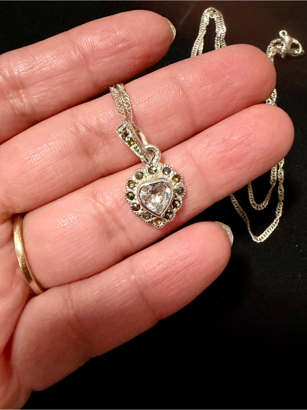 Sterling Silver Heart Pendant Necklace - 925 sterling silver.